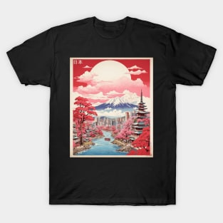 Japan Cherry Blossom Vintage Tourism Travel Poster T-Shirt